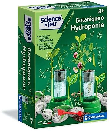 Clementoni | Science & Jeu – Botanique et Hydroponie pour Enfants 8 Ans+ | Kit Jardinage sans Terre avec Pot Transparent, Graines et Outils | Expérience Botanique Éducative | Activité STEM Nature
