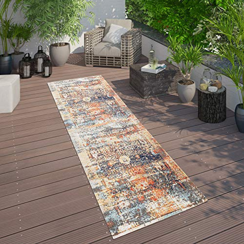 Paco Home In- & Outdoor Teppich Modern Nomaden Design Terrassen Teppich Bunt, Grösse:60x100 cm