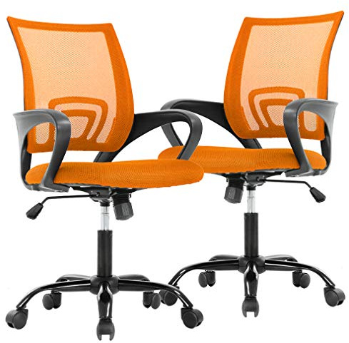 Office Chair Desk Chair Mesh Computer Chair Back Support Modern Executive Adjustable Chair Task Rolling Swivel Chair for Women,Men(2 Pack) (Orange)