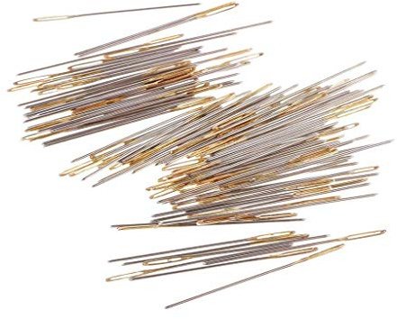 100 Pieces Large Eye Embroidery Needles Mixed Silver fit for Embroidery, Sewing, Craft Art Work (24#)