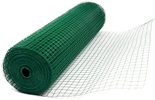 Green PVC Coated Welded Mesh Fence Wire for Garden Fencing Guard Barrier 4 Sizes Mesh Size 0.9mm Diameter Galvanized Wire Fence Roll Poultry Netting Chicken Wire Hardware Cloth 1 Squares (1.2 x 30M)