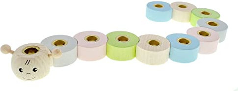 Hess Holzspielzeug 15651 - Geburtstagsraupe aus Holz für 10 Kerzen und 1 Lebenslicht, handgefertigter Kerzenhalter, ca. 33 cm lang, als Dekoration für den Geburtstagstisch