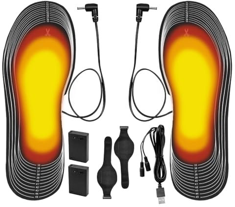 DAJASD Beheizbare Einlegesohlen, Beheizbare Sohlen, USB-Fußwärmer Waschbar, Sohlenwärmer, Fußwärmer Wärme Thermosohlen,Wärmesohlen für Damen und Herren, Wandern, Camping(Größe: 35-45)