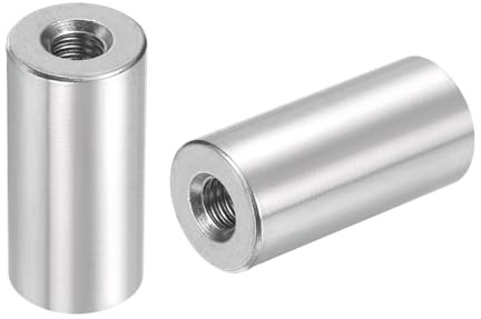 QUARKZMAN 10pcs M5 Rond Connecteur Écrous, 304 Inox Acier Accouplement Écrou 25mm/0.98 Longueur Manchon Tige Barre Goujon Écrou pour Support, M5x25x12mm