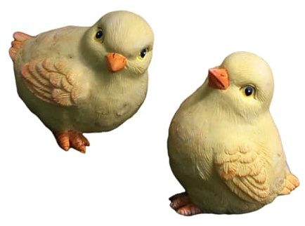 HANABASS 2pièces Figurines De Poussin Résine Décorations Animales Adorables pour Jardin Et Intérieur Accessoires Écologiques pour Paysage Miniature
