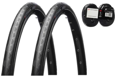 HUTCHINSON Set di 2 pneumatici + 2 camere d'aria da strada Nitro 2, 700 x 25, asta morbida, colore: Nero