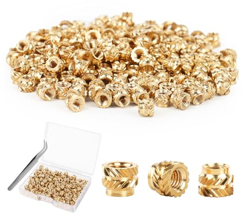 KILDOWS 200 Piezas Insertos Roscados, M3 Insertos de Tuercas Inserto Roscado Tuercas Moleteadas de Latón M3x5x4mm Tuercas de Inserción para Componentes de Impresión 3D Carcasa de Plástico