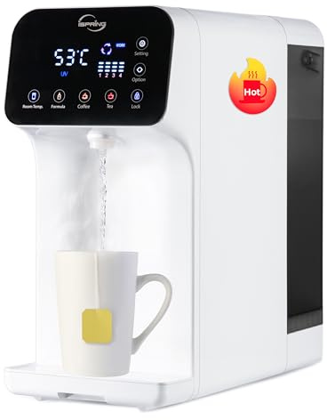 iSpring RCD100-E Osmosi Inversa da Banco a 5 Stadi, Erogatore di Acqua Calda Istantanea con UV, Acqua Pura/Scarico 2,5:1, Portatile di Filtrazione da 100 GPD, 4 Opzioni di Temperatura, Plug and Play