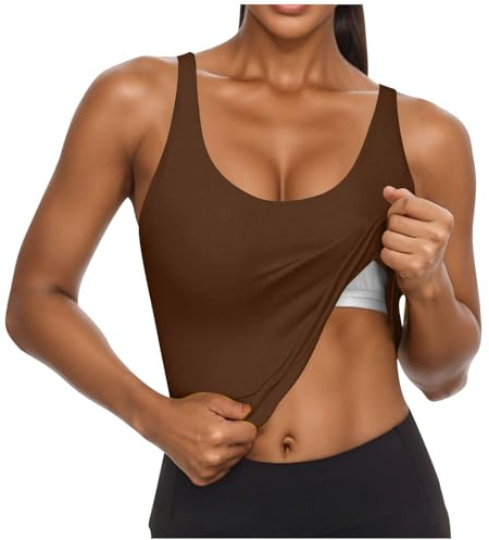 Canotta con Reggiseno Incorporato Ragazza Senza Maniche Canottiera Imbottita Canotte Donna con Spalline Sottili Senza Maniche Tank Shirt Basic Casual Cami Estiva per Sportiva Offerte Lampo del Giorno