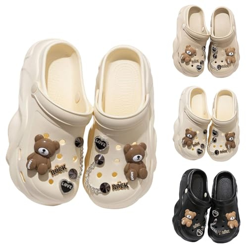 Sabot Femme Ete Confortable EVA Imperméable Chaussures De Jardin Respirant avec Charms Kawaii Sabots Plate-Forme De Wedge Tailles Parfaits pour La Plage