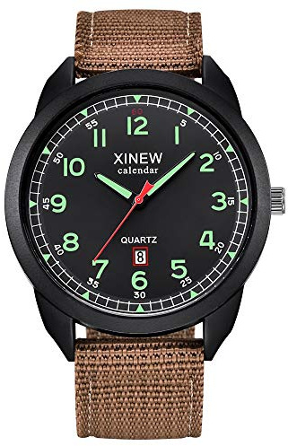 Armbandsur nylon analoga klockor för män datum kvarts herrklocka kärleksklockor för par, b, En storlek