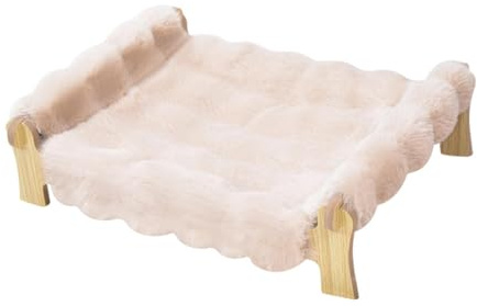 FewNvWa Cat Bed Pet Cuddle Nest Dog Bed Sleeping Place Upholstery Lying Area Wooden Frame Removable Cushion Washing Machine Multifunctional for Home
