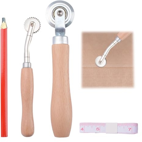 HICOHAND Kit di 2 strumenti per ridimensionare scatole, in cartone solido e tratteggiato, con manico in legno, per realizzare biglietti, carta, metallo, fogli e artigianato in pelle