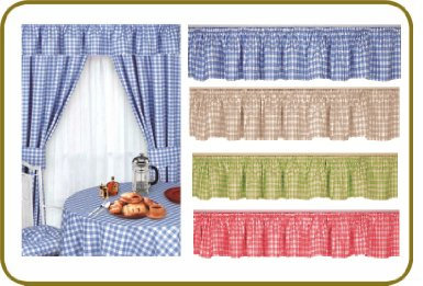 Kitchen Pelmet Cream Gingham Check 100% Cotton 138 Width
