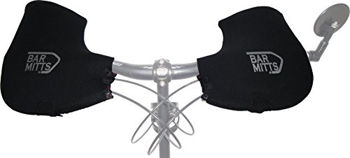 Bar Mitts Attachable Large Black Mountain Bike Pogies fits Flat Handlebars with Bar End Mirror | Waterproof | Easy Installation | Open Access Design | Safety Reflection Logo