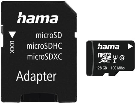 Hama microSD | microSDHC | microSDXC Karte 128GB 100MB/s Übertragungsgeschwindigkeit Class 10 microSD Speicherkarte im Mini-Format Mini SD z. B. für Android Handy, Smartphone, Tablet, Nintendo UHS-I