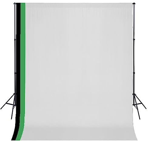 vidaXL Kit de Studio Photo 3 Toiles de Fond Coton Cadre Réglable 3x3 m Support