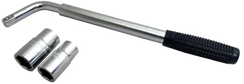 Sakura SS5324 Auto-Radmutternschlüssel – ausziehbarer Griff – Stecknussgrößen 17 mm, 19 mm, 21 mm, 23 mm – passend für alle gängigen Fahrzeuge, Black