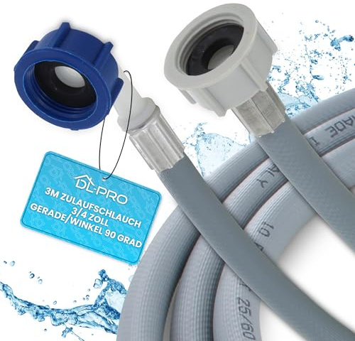 DL-pro 3m Wasserschlauch Zulaufschlauch 3/4 Zoll Gerade/Winkel 90 Grad für Waschmaschine Spülmaschine