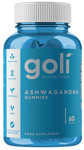 Goli Ashwagandha & Vitamin D Gummy - 60 Count - Mixed Berry, KSM-66, Vegan, Plant Based, Non-GMO, Gluten-Free & Gelatin Free Relax. Restore. Unwind, Pack of 1