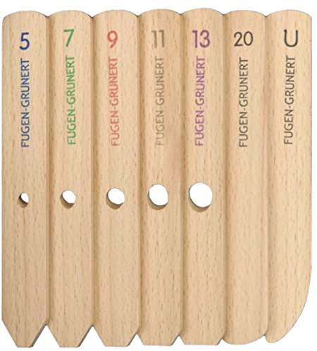 FUGEN-GRUNERT® Profi Fugenglätter Set 7-tlg 5 bis 13 mm - Silikonabzieher Fugenwerkzeug zum Glätten von Silikon und andern Dichtstoffen mit genialem Dosier-Cut