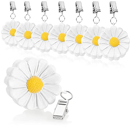 com-four® 8X Tischdeckenbeschwerer - wetterbeständige Tischtuchgewichte mit Klammer - Tischtuchklammer in Blumen-Design - ca. 40 g (weiß - Blumen)