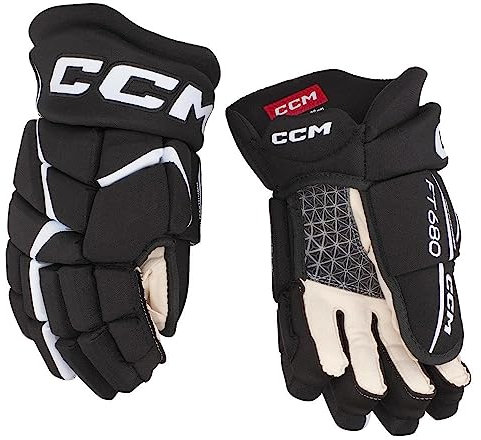 CCM HG Jetspeed FT680 IJshockey - Guanto manuale (Junior) (Kleur - Zwart / Wit, Maat - 10.0)