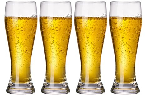 XIJIXI Pilsner Beer Glasses Ultra-Thin Craft Lead-Free for Beer Drinking Bliss Bar Glassware creative base Beer Glasses (CLEAR-4PACK)