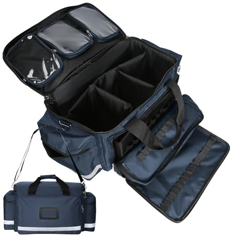 First Aid Kit Empty Emergency Kits -Waterproof Fire Prevention Wear Resisting Adjustable Straps First Aid Bag for Travel, Home, Office, Car, Hiking, Workplace & Outdoor Navy Blue 25 * 35 * 45