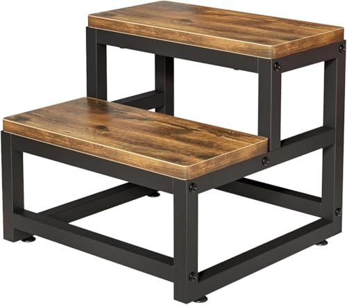 Solerconm Marche Pied en Bois, Petit Tabouret Bas, Marche Pied Enfant sécurisé, marchepied Bois antidérapant, escabeau Enfant pour Salle de Bain, Chambre et Balcon, Pratique et Stable, 2 Niveaux