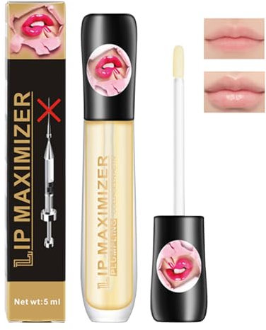 Eazerom 01 Lip Plumper,Lucidalabbra Trasparente Lip Gloss con Acido Ialuronico,Lip Plumper Volumizzante Labbra Effetto,Olio Rimpolpante per Labbra,Trattamento Labbra Filler Volume