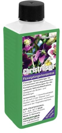 GREEN24 Christrosen Dünger – 250ml Spezialdünger für Helleborus | Fördert üppige Winterblüte & kräftiges Wachstum | Ideal für alle Nieswurz-Arten | NPK - Konzentrat