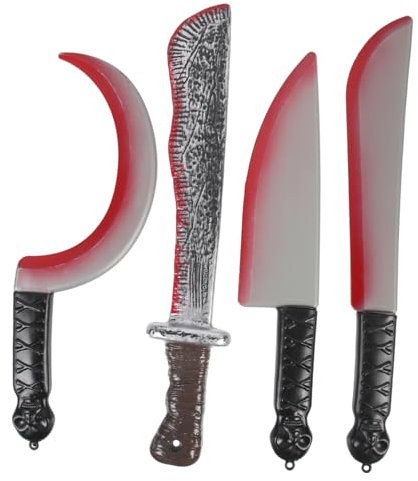 Milisten 4 Pièces Couteaux Décoratifs Sanglants pour Halloween Accessoires de Fête Effrayants Jouets de Farce pour Cosplay et Décoration de Fête