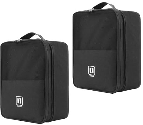 Sac à Chaussures de Voyage, Sac de Rangement 3 Compartiments pour Chaussures de Sport, Gym, Sac à Chaussures de Golf Imperméable et Anti-Poussière pour Bagages, Sport en Plein Air (2, Noir)