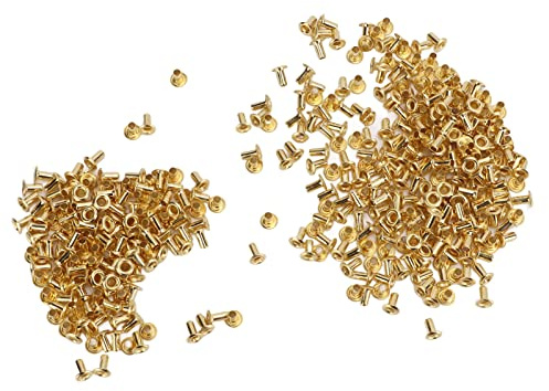 Yctze Progetti di Rivetti in Ottone Cavo da 500 Pezzi Premium - Fibbie Decorative con Occhiello in Rame Borse in Pelle, Abbigliamento, Scarpe e Accessori, Applicazioni Ideali di Artigianato e