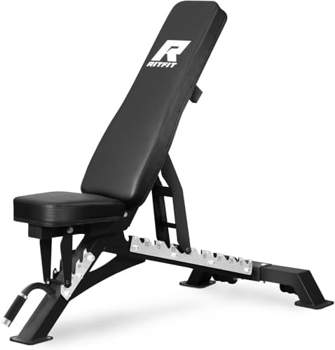 RitFit Hantelbank Verstellbare 590kg Tragkraft, Multifunktions-Hantelbänke für krafttraining Für Home Gym Krafttraining, Schwarz