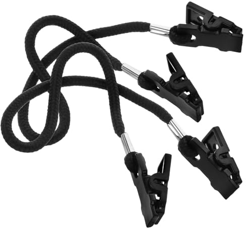 UKCOCO Clips pour Chapeaux de Pêche Coupe-Vent en Polyester et Plastique, Légers et Solide, Attache Lunettes pour Activités Outdoor et Usage Quotidien, Pack de 2 Pièces Noirs