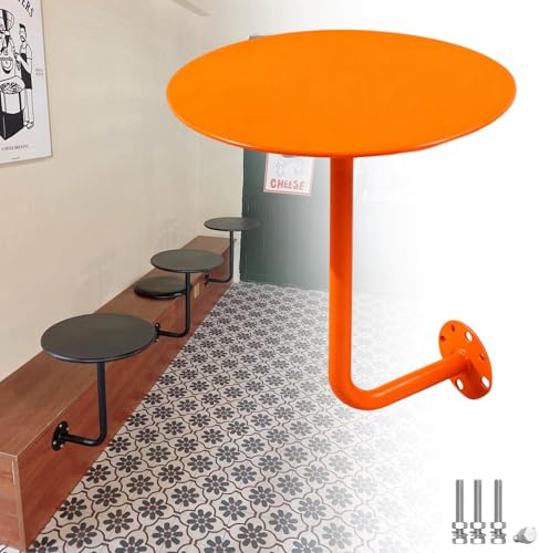 Generisch Balkon Tisch Wandmontage L-förmiger Beistelltisch, Schwebender Bistrotisch Runder Pub-Tisch Für Café Dessertladen Esszim Rostschutz(Orange,40x45x20cm)