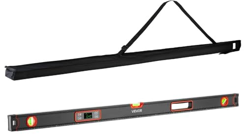 VEVOR Nivel Digital de Aluminio 1200 mm, Nivel Electrónico Magnético con Burbujas de 0°/45°/90°, Pantalla LED Retroiluminada, 4 Unidades de Medida, Bolsa para Construcción Carpintería Bricolaje Hogar