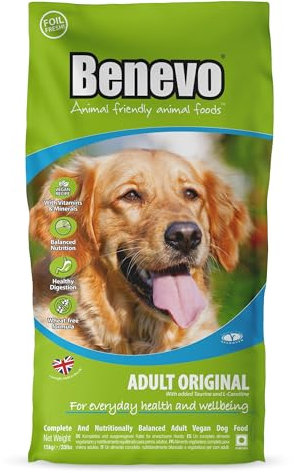 Benevo Hundefutter vegan trocken (15kg), Hypoallergen, weizenfrei, GVO-frei, Trockenfutter für alle Rassen mit essentiellen Fettsäuren, Taurin, L-Carnitin, PETA und Vegan Society UK genehmigt