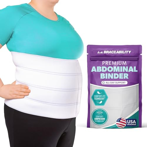 BraceAbility Plus Size Abdominal Binder for Post Surgery Recovery - Bariatric Stomach Hernia Belt, Post Partum Waist Binder, Diastasis Recti Obese Belly Support Band for Big Men and Women (3XL 12)