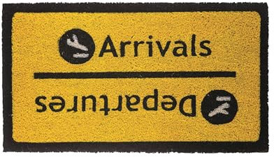 Fisura – Felpudo Original “Arrivals/Departures” de Coco con Base Antideslizante de PVC. Felpudo Entrada casa. Pintado a Mano. Medidas: 70 cm x 40 cm.