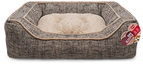 Rosewood Luxury Slate & Oatmeal Square Dog Bed, Medium