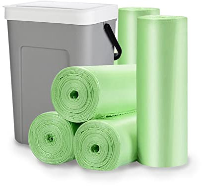 Vosyinm Lot de 120 petits sacs poubelle biodégradables de 4 litres, sacs poubelle pour cuisine, salle de bain, bureau, sacs à compost, robustes, recyclables, dégradables (vert)