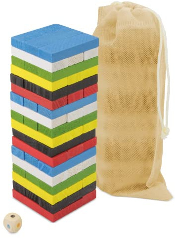 DISOK - Juego Mesa Madera Torre colores en Bolsa de Regalo, ideal para los niños.