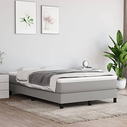 Tidyard resårsäng, sängram, stoppad säng, ungdomssäng, gästsäng, sovrumssäng, dubbelsäng/enkelsäng, balksäng, sängram med ribbotten, träsäng, ljusgrå, 120 x 200 cm, tyg