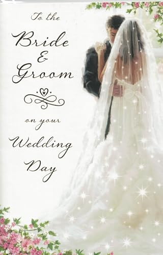 Wedding Card for Bride and Groom – Elegant Romantic Congratulations Card with Envelope | Mr & Mrs Marriage Card, Wedding Day Greeting Card for Newlyweds
