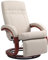 HOMCOM Swivel Recliner Chair with Footstool and Wood Base, Manual Reclining Chair for Living Room, Bedroom, Beige