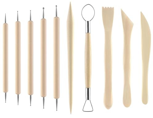 10 Stück Modellierwerkzeug Skulptur,Modelierwerkzeugset,Ton Werkzeug,Schnitzwerkzeug kit Sculpting Tools Keramik Professionelle Polymer Clay Werkzeuge für DIY-Handwerk Töpfer Tonschnitz Schnitzen