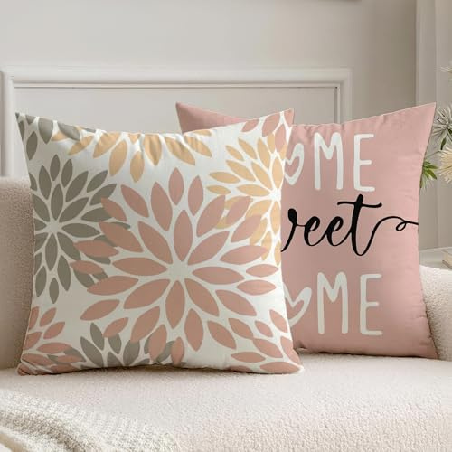 Vorysum Funda Cojin 40x40 cm Juego de 2 Dalias Exterior Fundas de Cojines Rosa Terciopelo Funda Cojin Decorativas Verano Modernas para Cama Decoración Sofás Sala de Estar Dormitorio Jardín